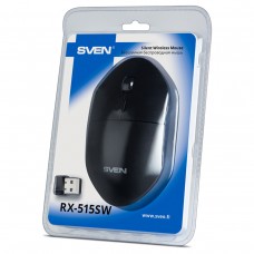 Мышь беспроводная Sven RX-515SW, бесшумная работа кнопок, черный, 3btn+Roll, SV-019969