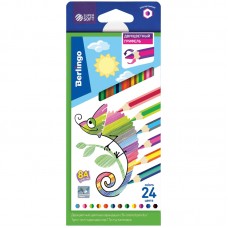 Карандаши с двухцветным грифелем Berlingo "SuperSoft. 2in1", 12шт., 24цв., картон., европодвес,  SS03924