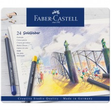 Карандаши цветные Faber-Castell "Goldfaber" 24цв., круглые, заточен., метал. коробка
