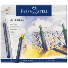 Карандаши цветные Faber-Castell "Goldfaber" 48цв., круглые, заточен., метал. коробка