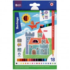 Карандаши цветные Berlingo "SuperSoft. Замки", 18цв., заточен., картон, европодвес,  SS00118