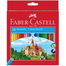 Карандаши цветные Faber-Castell "Замок", 24цв., шестигр., заточ., картон, европодвес,  120124