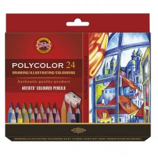 Карандаши цветные художественные Koh-I-Noor "Polycolor 3834", 24цв., заточен.+ точилка+2 ч/гр. кар. 1500, картон, европодвес