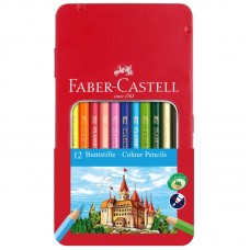 Карандаши цветные Faber-Castell "Замок", 12цв., шестигр., заточ., метал. кор.,  115801