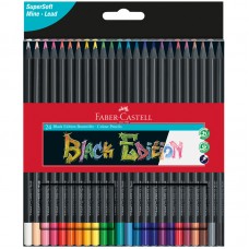Карандаши цветные Faber-Castell "Black Edition", 24цв., трехгран., черное дерево, заточен., картон.,  116424