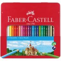 Карандаши цветные Faber-Castell "Замок", 24цв., шестигр., заточ., метал. кор.,  115824
