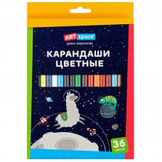 Карандаши цветные ArtSpace "Космонавты", 36цв., заточен., картон, европодвес,  CP36_009