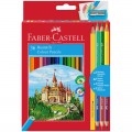 Карандаши цветные Faber-Castell "Замок", 36цв., шестигр., заточ.+6цв.+ч/г кар.+точилка, картон, европодвес,  110336