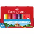 Карандаши цветные Faber-Castell "Замок", 48цв., трехгран., заточ.+2ч/г кар. Grip+ластик+точилка, метал. коробка,  115888