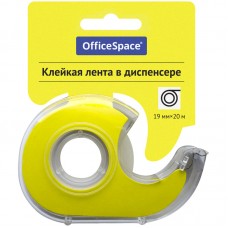 Клейкая лента 19мм*20м, OfficeSpace, прозрачная, в пластиковом диспенсере, европодвес, 288236