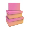 Набор прямоугольных коробок 3в1, MESHU "Yellow-pink gradient", (19*12*7,5-15*10*5см)