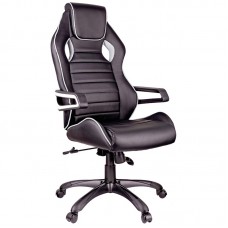 Кресло игровое Helmi HL-S03 "Drift", экокожа черная, вставка ткань серая, 274807