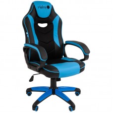Кресло игровое Helmi HL-S16 "Pilot", экокожа, черная/синяя, механизм качания, 322024