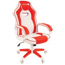 Кресло игровое Helmi HL-S15 "Skyline", экокожа, белая/красная, механизм качания, 322026