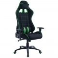 Кресло игровое Helmi HL-G08 "Target", ткань черная/зеленая, 2 подушки, 306179