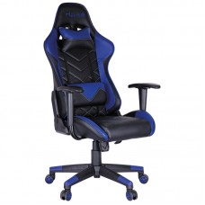 Кресло игровое Helmi HL-G02 "Grand Prix", экокожа, черная/синяя, 2 подушки, 279716