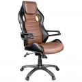 Кресло игровое Helmi HL-S03 "Drift", экокожа черная/коричневая, вставка ткань оранжевая, 274808