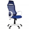 Кресло игровое Helmi HL-S05 "Podium", ткань/сетка синяя, пластик белый, 311368