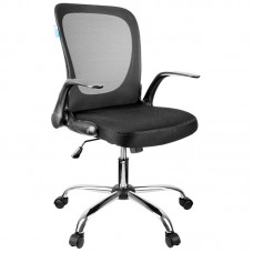 Кресло оператора Helmi HL-M04 "Active", ткань, спинка сетка черн/сиденье TW черн, рег. подлокот, хром, 283160