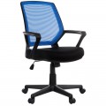 Кресло оператора Helmi HL-M02 "Step", ткань, спинка сетка синяя/сиденье TW черная, механизм качания, 283157