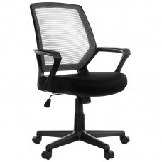 Кресло оператора Helmi HL-M02 "Step", ткань, спинка сетка черная/сиденье TW черная, механизм качания, 283156
