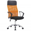Кресло руководителя Helmi HL-E16 "Content", ткань/сетка/экокожа черная/оранжевая, хром, 311359