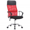 Кресло руководителя Helmi HL-E16 "Content", ткань/сетка/экокожа черная/красная, хром, 311360