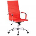 Кресло руководителя Helmi HL-E17 "Slim", экокожа красная, хром, 311362