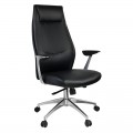 Кресло руководителя Helmi HL-E33 "Synchro Premium", экокожа черная, синхромеханизм, алюминий, до 150кг, 323014