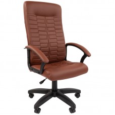 Кресло руководителя Helmi HL-E80 "Ornament" LTP, экокожа коричневая, мягкий подлокотник, пиастра, 344264