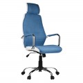 Кресло руководителя Helmi HL-E05 "Event", ткань/экокожа, голубая/белая, хром, механизм качания, 311364