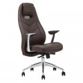 Кресло руководителя Helmi HL-E34 "Synchro Business", экокожа коричневая, синхромеханизм, алюминий, до 150кг, 323015