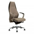 Кресло руководителя Helmi HL-E35 "Synchro Lux", экокожа серая, синхромеханизм, алюминий, до 150кг, 323016