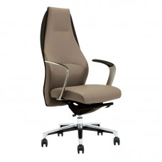 Кресло руководителя Helmi HL-E35 "Synchro Lux", экокожа серая, синхромеханизм, алюминий, до 150кг, 323016