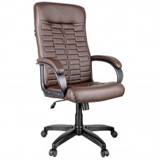 Кресло руководителя Helmi HL-E80 "Ornament", экокожа коричневая, мягкий подлокотник