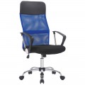 Кресло руководителя Helmi HL-E16 "Content", ткань/сетка/экокожа черная/синяя, хром, 311358