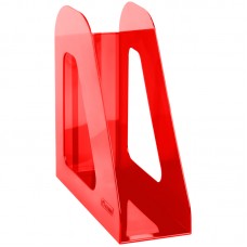 Лоток для бумаг вертикальный СТАММ "Фаворит", тонированный красный, ширина 90мм, ЛТВ-30558