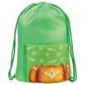 Мешок для обуви 1 отделение Мульти-Пульти "Lazy Cat", 340*420мм, карман на молнии, зеленый, МО_45944