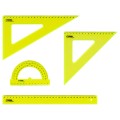 Набор чертежный СТАММ, размер XL (линейка 30см, 2 треугольника, транспортир), прозрачный, неоновые цвета, ассорти, европодвес, НЧ-30523