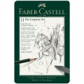Карандаши чернографитные набор ч/г Faber-Castell "Pitt Graphite", 11 предметов, заточен., метал. кор., 112972