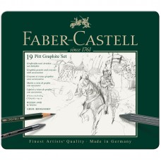 Карандаши чернографитные набор ч/г Faber-Castell "Pitt Graphite", 19 предметов, заточен., метал. кор., 112973