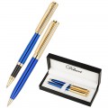 Набор Delucci "Azzurro": ручка шариковая 1мм и ручка-роллер 0,6мм, синие, корпус син/зол., подарочная упаковка, CPn_11832