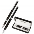 Набор Delucci "Classico": ручка шариковая 1мм и ручка-роллер 0,6мм, синие, корпус черный, подарочная упаковка, CPn_12029