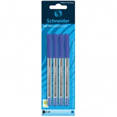 Набор шариковых масляных ручек Schneider "Tops 505 M", 4шт., синий, узел 1,0 мм, линия 0,5мм, прозрачный корпус, блистер, 75063