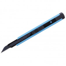 Нож канцелярский 9мм Berlingo "Color Zone", черное лезвие, auto-lock, металл. направл., голубой, европодвес, BM4120_b