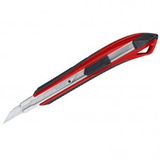 Нож канцелярский 9мм Berlingo "Razzor 300", auto-lock, металл. направл., мягкие вставки, красный, европодвес