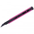 Нож канцелярский 9мм Berlingo "Color Zone", черное лезвие, auto-lock, металл. направл., розовый, европодвес, BM4120_a