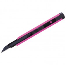 Нож канцелярский 9мм Berlingo "Color Zone", черное лезвие, auto-lock, металл. направл., розовый, европодвес, BM4120_a