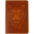 Обложка для паспорта Кожевенная мануфактура, нат. кожа, "Тигр 2", коричневый