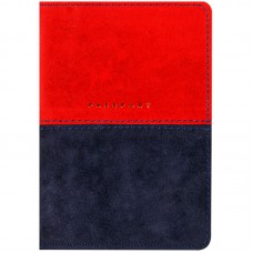 Обложка для паспорта OfficeSpace "Duo", кожа, красный+синий, тиснение фольгой